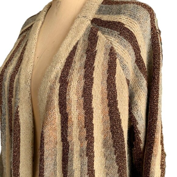 Anthropologie FRNCH Chantal Shimmer-Striped Knit Kimono Cardigan Duster, NWT - Picture 12 of 15